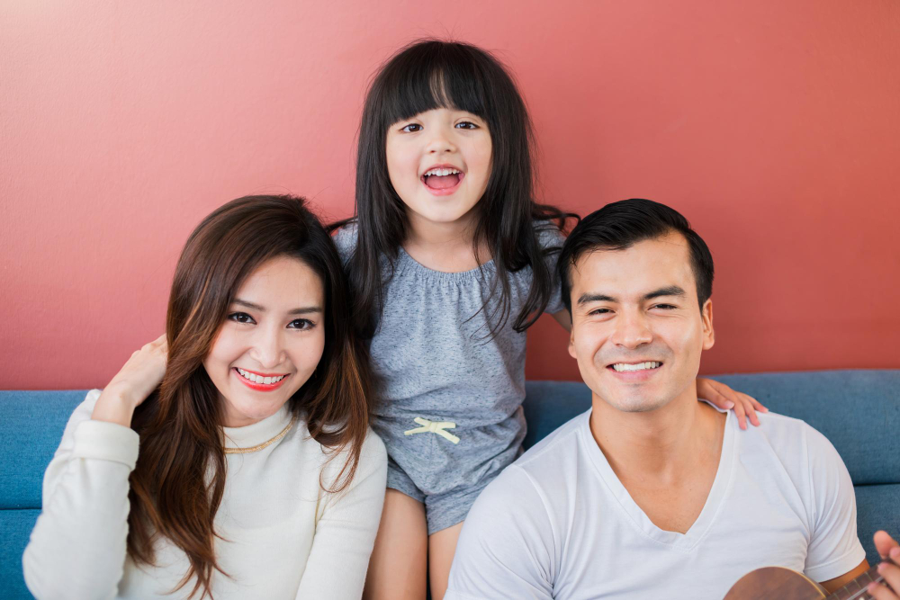 happy kids with parent