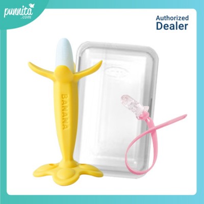 Ange MAMA TEETHER 4 LEAVES - ยางกัดกล้วยจิ๋วแบบเปลือก 4 แฉก พร้อมกล่องและคลิปกันหล่น