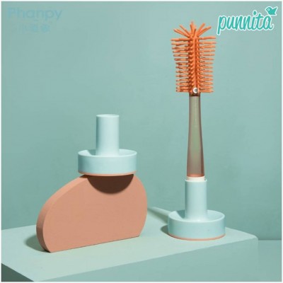Phanpy Mulit-Functional Bottle  Brush  แปรงล้างขวดนม ซิลิโคน และ แปรงล้างจุกนมซิลิโคน - สีส้ม