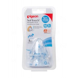 Pigeon จุกนม ขวดคอกว้าง รุ่นพลัส SIZE M 3เดือน+ แพค 2 ชิ้น
