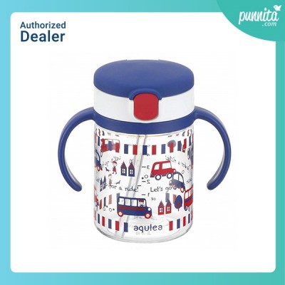 Richell AQ Clear Straw Bottle MUG แก้วหลอดดูดกันสำลัก สี Navy Blue 200ml