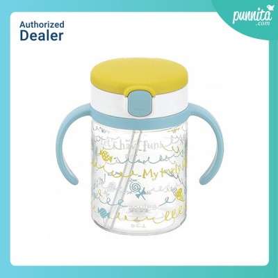 Richell AQ Clear Straw Bottle MUG แก้วหลอดดูดกันสำลัก สี Yellow 200ml