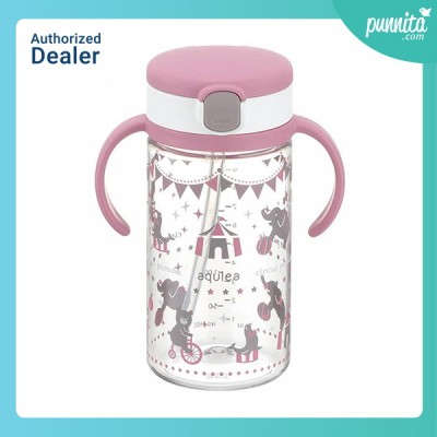 Richell AQ Clear Straw Bottle MUG แก้วหลอดดูดกันสำลัก สี Pink 320ml