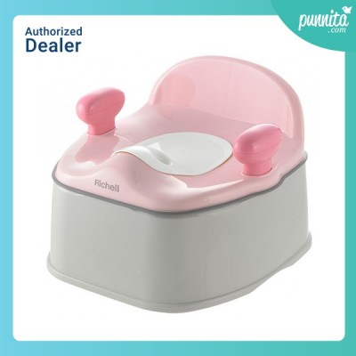 Richell Pottis step and Potty กระโถนเด็ก 3 สเต็ป - สีเทาชมพู