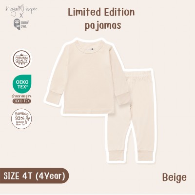 New Collection !! Kaya Harper x Snow owl ชุดนอนเด็ก แขน-ขายาว 4T(4Year)Beige 