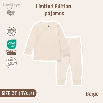 New Collection !! Kaya Harper x Snow owl ชุดนอนเด็ก แขน-ขายาว 3T(3Year)Beige 