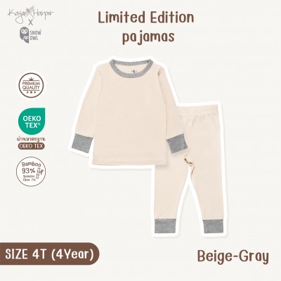 New Collection !! Kaya Harper x Snow owl ชุดนอนเด็ก แขน-ขายาว 4T(4Year) Beige-Gray