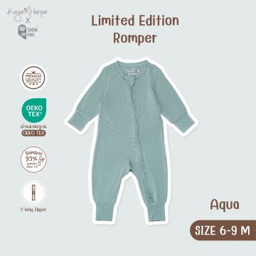 New Collection !! Kaya Harper x Snow Owl เสื้อผ้าเด็ก ชุด Romper แขน-ขายาว (2 Way Zipper) 6-9/Aqua