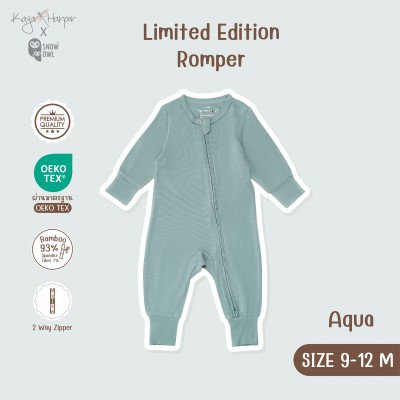 New Collection !! Kaya Harper x Snow Owl เสื้อผ้าเด็ก ชุด Romper แขน-ขายาว (2 Way Zipper) 9-12/Aqua