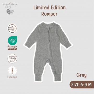 New Collection !! Kaya Harper x Snow Owl เสื้อผ้าเด็ก ชุด Romper แขน-ขายาว (2 Way Zipper) 6-9/Grey
