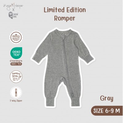 New Collection !! Kaya Harper x Snow Owl เสื้อผ้าเด็ก ชุด Romper แขน-ขายาว (2 Way Zipper) 6-9/Grey