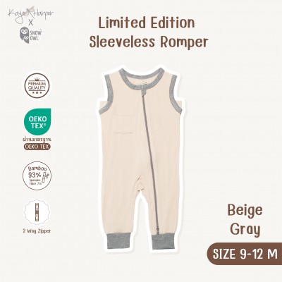 New Collection !! Kaya Harper x Snow Owl เสื้อผ้าเด็ก ชุด Sleeveless Romper แขนกุด-ขายาว(2 Way Zipper)9-12/Beige-Gray