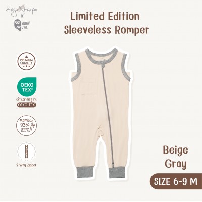 New Collection !! Kaya Harper x Snow Owl เสื้อผ้าเด็ก ชุด Sleeveless Romper แขนกุด-ขายาว(2 Way Zipper)6-9/Beige-Gray