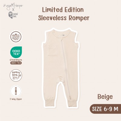 New Collection !! Kaya Harper x Snow Owl เสื้อผ้าเด็ก ชุด Sleeveless Romper แขนกุด-ขายาว(2 Way Zipper)6-9/ Beige