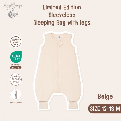 New Collection !! Kaya Harper x Snow Owl  Sleeveless Sleeping Bag with legs ถุงนอนเด็กแบบมีขา(2 Way Zipper)12-18/Beige