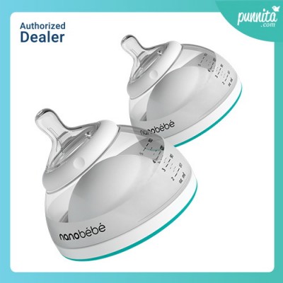 nanobebe Breastmilk Bottle Twin Pack 5Oz  ขวดนมแพคคู่ สำหรับเด็กแรกเกิด - 6 เดือน สี Teal