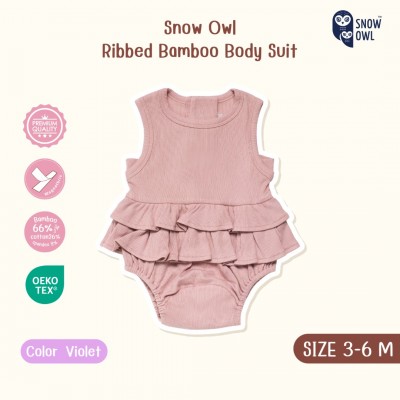 New !!  Snow Owl Ribbed Bamboo Body Suit ชุด น้องผู้หญิงสุดน่ารัก(MagnetBric)3-6 M/VIOLET