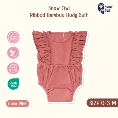 New !!  Snow Owl Ribbed Bamboo Body Suit ชุด น้องผู้หญิงสุดน่ารัก(MagnetBric)0-3 M/PINK