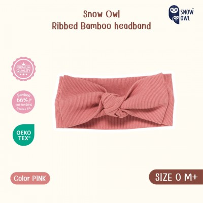 Snow owl Ribbed Bamboo headband 0m+/Pink
