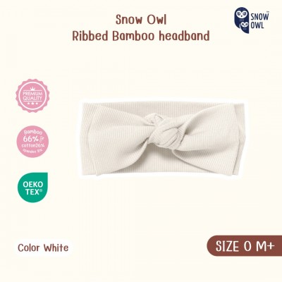 Snow owl Ribbed Bamboo headband 0m+/White
