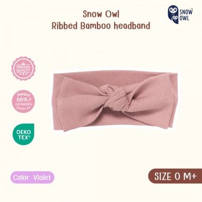 Snow owl Ribbed Bamboo headband 0m+/Violet