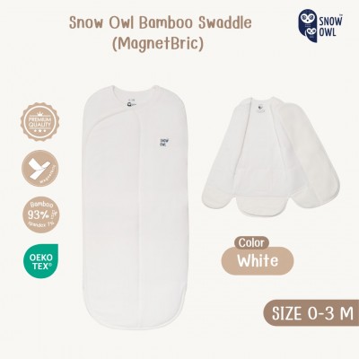 New  !! Snow Owl  Bamboo Swaddle ผ้าห่อตัวสำเร็จรูป (MagnetBric)0-3M/White