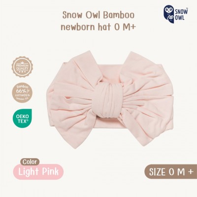 Snow owl Bamboo Newborn Bow headband - Light Pink 