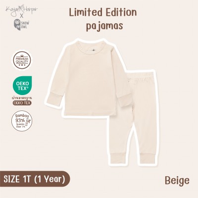 New Collection !! Kaya Harper x Snow owl ชุดนอนเด็ก แขน-ขายาว 1T(1Year)Beige 