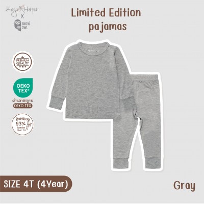 New Collection !! Kaya Harper x Snow owl ชุดนอนเด็ก แขน-ขายาว 4T(4Year)Grey