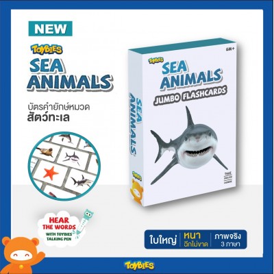 Toybies บัตรคำยักษ์พิมพ์ด้วยหมึกถั่วเหลือง หมวด Sea Animals ภาษา ไทย จีน อังกฤษ